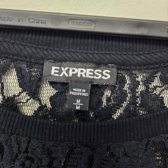 Express Lace Semi Sheer Top Black M - Picture 4 of 6